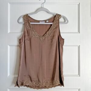 New York & Company Tan Lace Tank